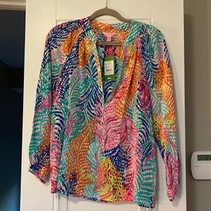 Lilly Pulitzer Elsa Top, NWT, Elsa, Size XS, Color Electric Feel Cameo White